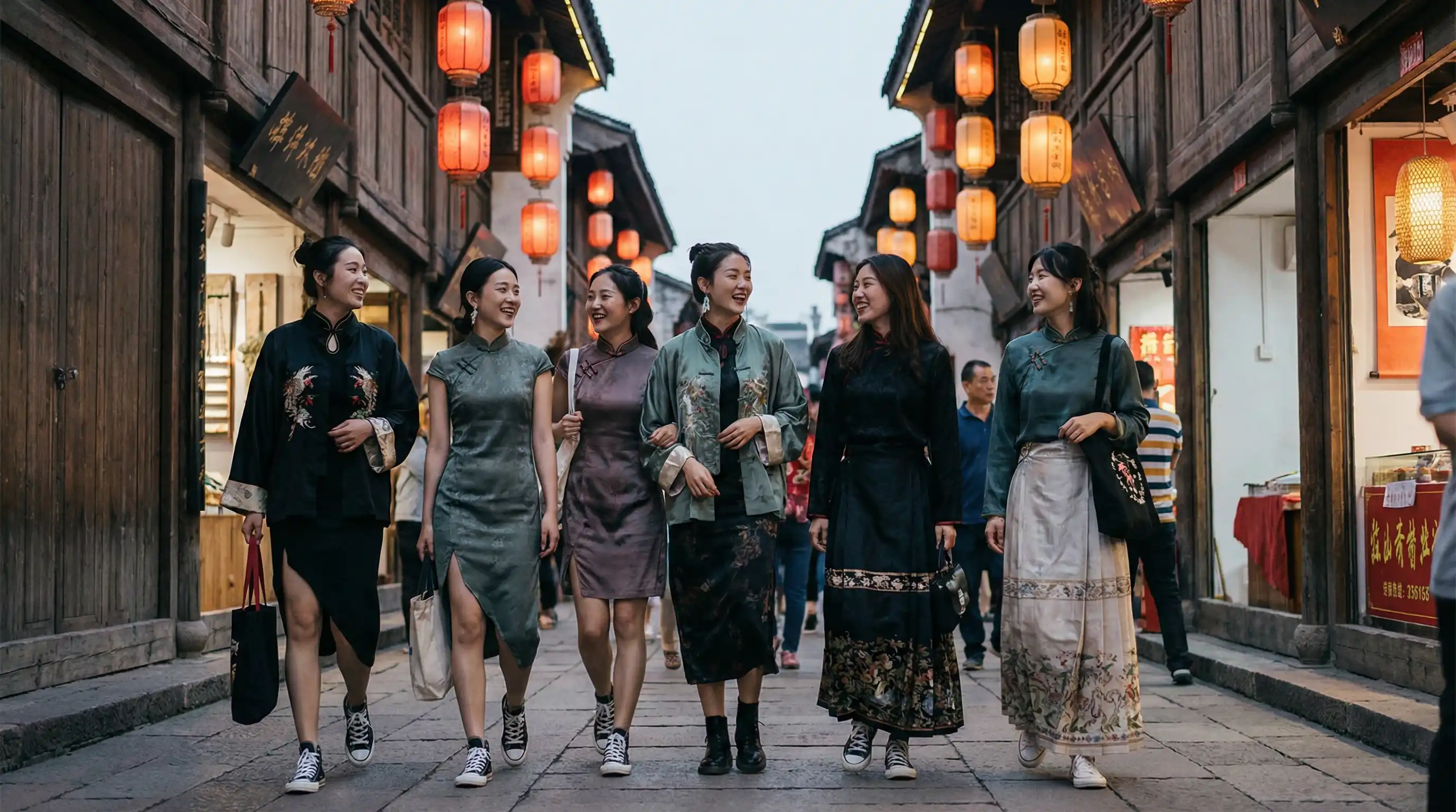 整篇都是车的百合 新中式时尚穿搭街拍